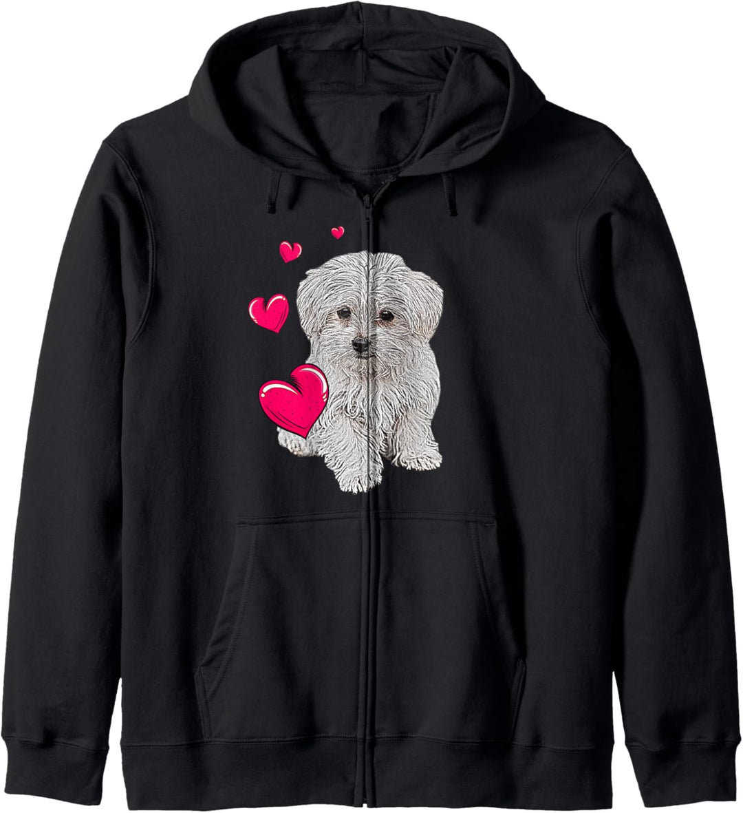 Shirt mit Malteser Hund und Herz lustiges Hundemotiv Kapuzenjacke