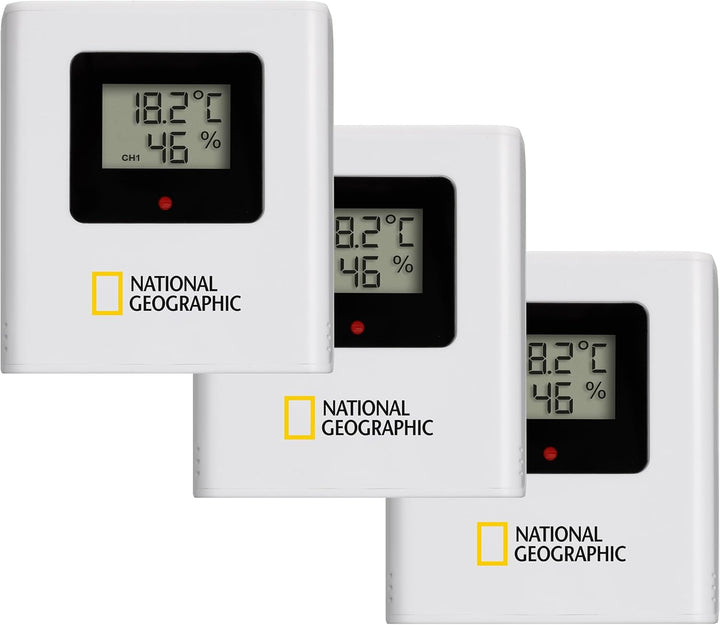National Geographic 9070710 Wetterstation Funk mit Aussensensor VA Farb-Wetterstation mit 4 Messbere