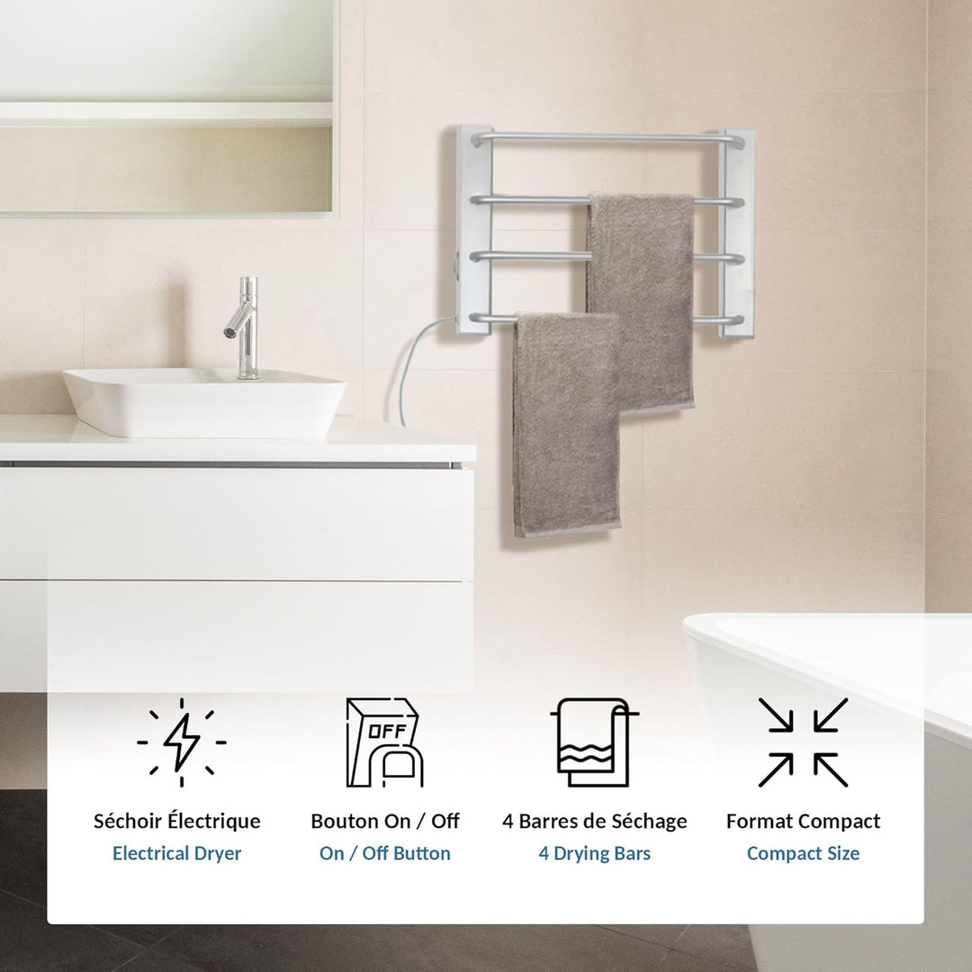 FISHTEC - Trockner Elektrisches Handtuch Wandmontage 60W - Ohne Thermostat - Handtuchhalter Badezimm