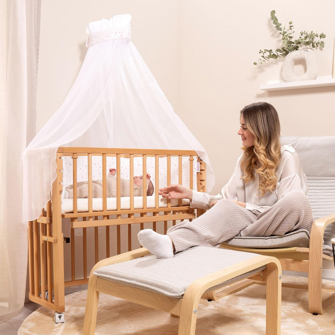babybay Himmel Piqué mit Band passend für alle Modelle bis 96 cm Länge, azurblau Sterne weiss, Azurb
