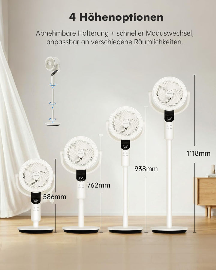WOWDSGN Standventilator mit Fernbedienung, 22 dB leiser Ventilator für Schlafzimmer & Wohnzimmer, hö