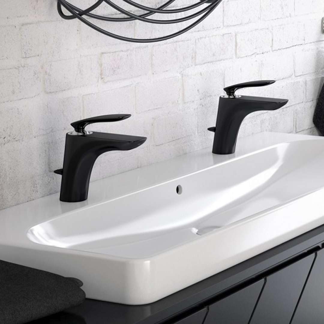 Kludi Balance Waschtisch-Einhandmischer DN 10 schwarzmatt-chrom mit Ablaufgarnitur