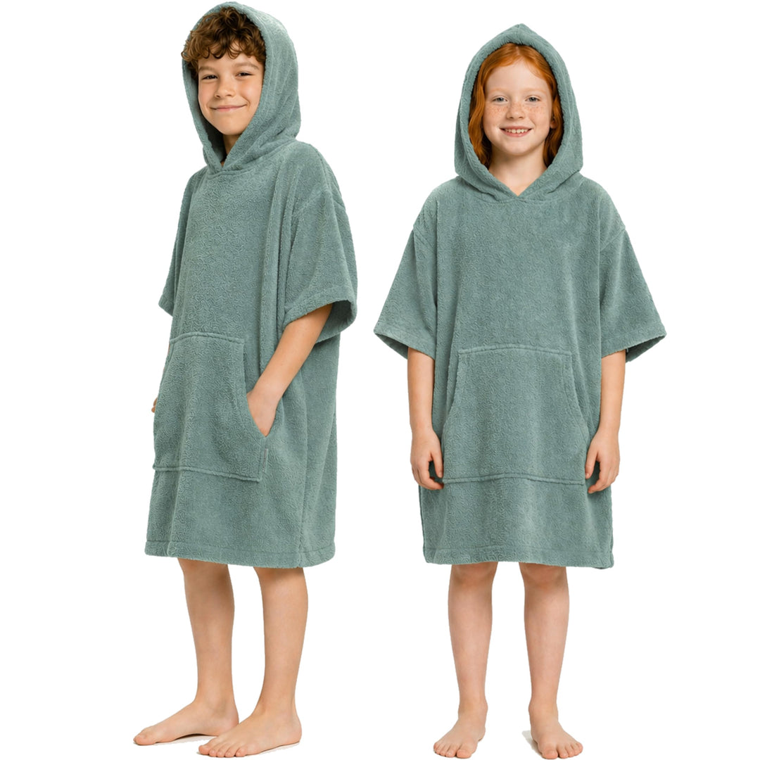 Frottee Badeponcho Kinder Jungen - Mädchen Surf Poncho 100% Baumwolle Strandponcho Handtuch mit Kapu