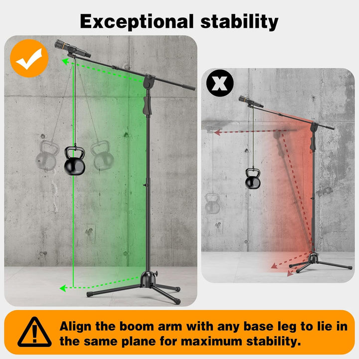 Mikrofonständer, Mikrofon Ständer Boden Höhenverstellbar bis 232 cm, Mikrofon Stativ mit Galgen, 2 M