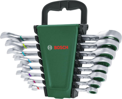 Bosch Schraubenschlüssel/Ratschen-Kombischlüssel-Set, 8-teilig (Ultimativer Komfort durch Kombinatio