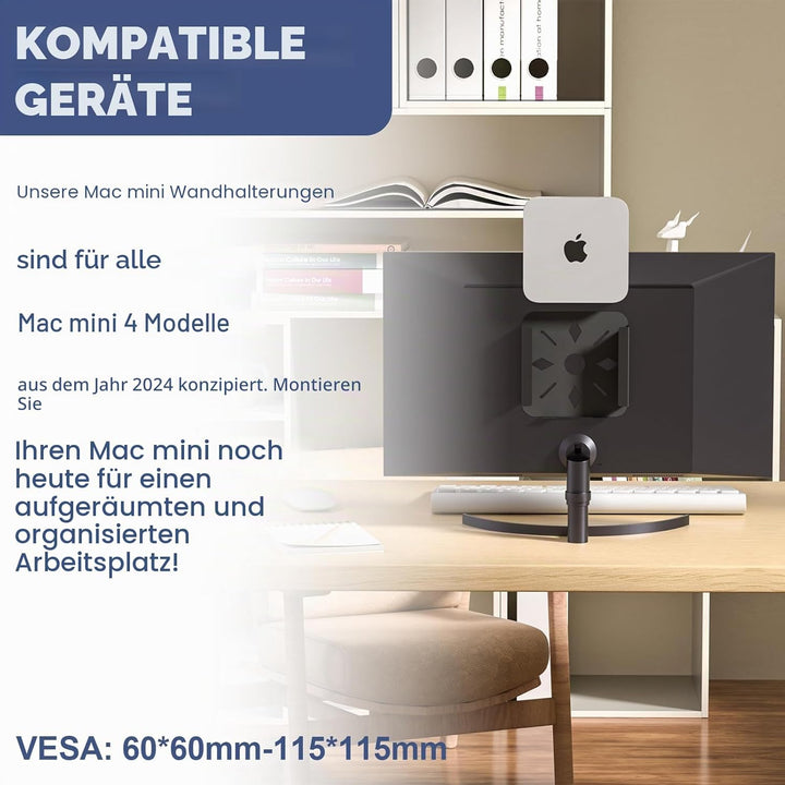 Mac mini M4 Ständer, Mac mini M4/M4 Pro 2024 VESA Halterung, Halterung hinter Monitor für Mac mini M