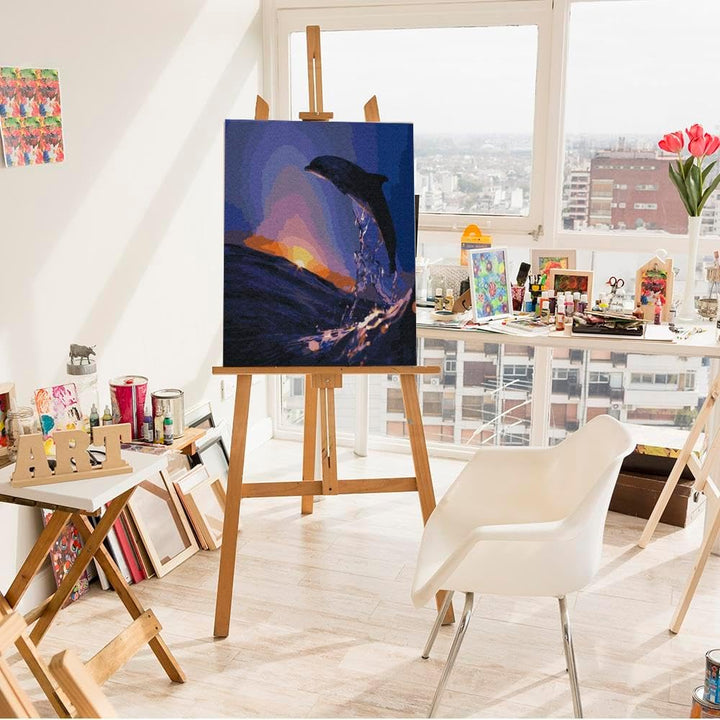 Artnapi Malen nach Zahlen Erwachsene mit Rahmen | DIY Handgemalt | Natur - Delphinsprung | Kit für A