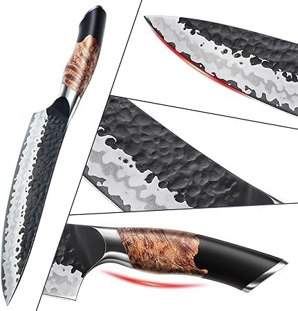 SHAN ZU Messerset 7 teilig, Japanisches Küchenmesser Set mit Block, 7 Schichten Hochwertigem Carbon