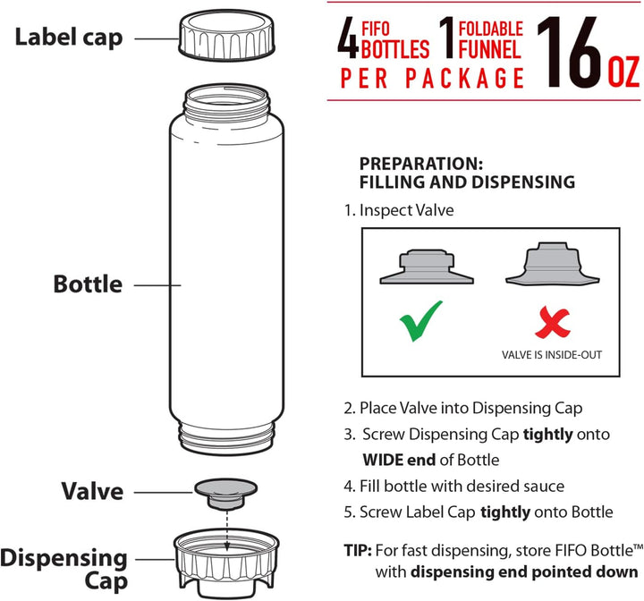 FIFO Quetschflasche nachfüllbar (6 Pack) Blauer Spender für dicke Gewürze, Zahnsteinsossen, Rellish