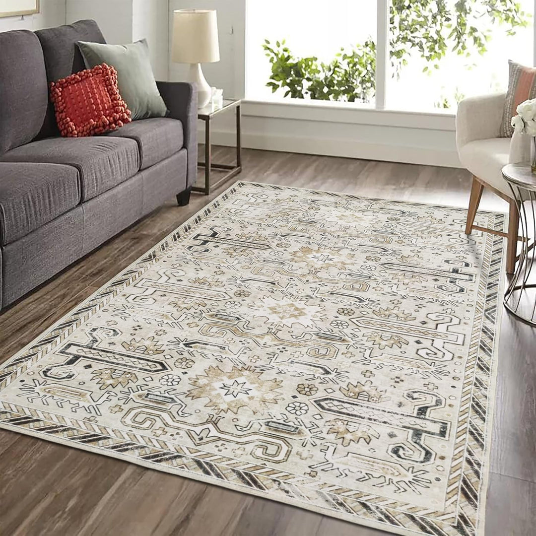 TESSO LIVING Vintage Oriental Teppich - Weich - Maschinenwaschbar - rutschfest - Premium Polyester F