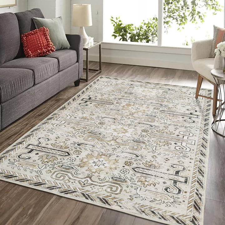 TESSO LIVING Vintage Oriental Teppich - Weich - Maschinenwaschbar - rutschfest - Premium Polyester F