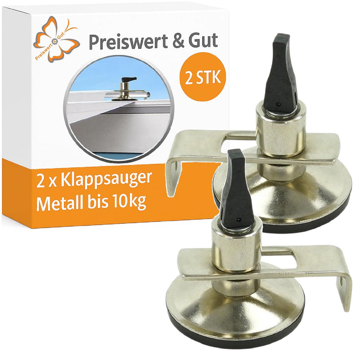 Preiswert&Gut 2X Klappsauger Metall – Saugnapf Haken für Buszelte, Starke Vakuumbefestigung für Camp