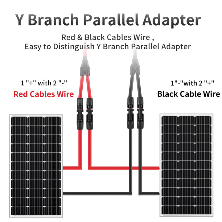 GENORTH 6 mm² Solarkabel Y-Verteiler 2 Paar,MMF/FFM Solarpanel Y Stecker 10AWG Y Stecker Fotovoltaik