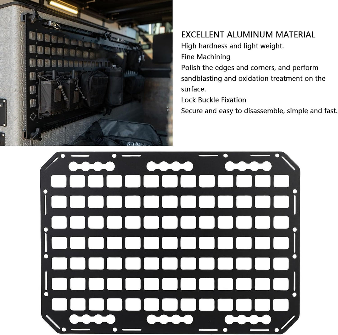 Aluminium L Molle Panel Kofferraum Dach Hanging Rack Panel Ladungsprotokollregal mit Verriegelungsme