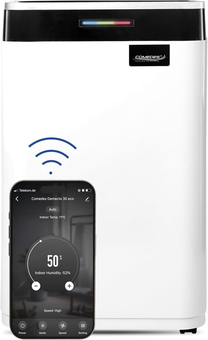 Comedes Demecto 30 eco WiFi – Luftentfeuchter Bautrockner (max. 25 Liter / 24h) Geeignet für alle Rä