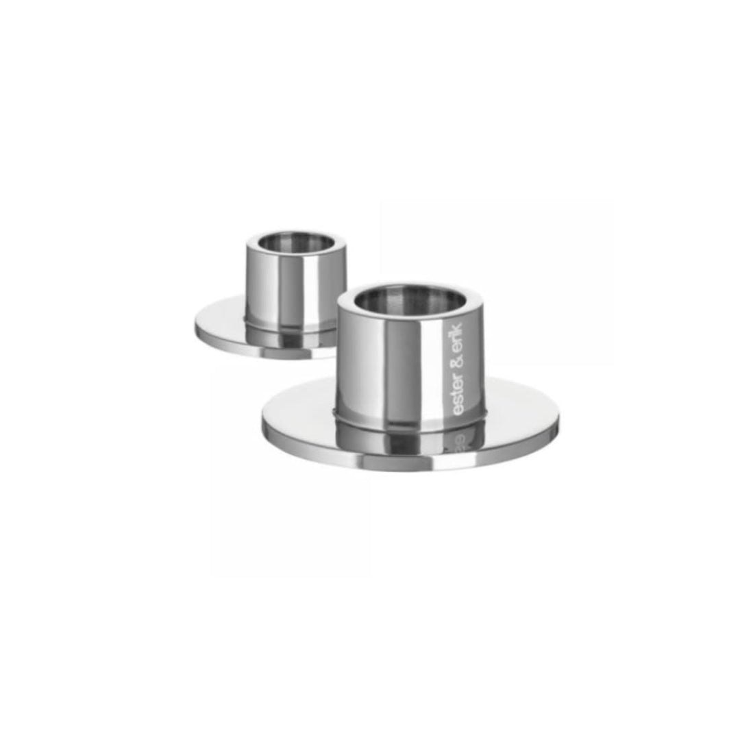 ester & erik Candleholders small, Silver, Shiny, 2 Stück [Set]