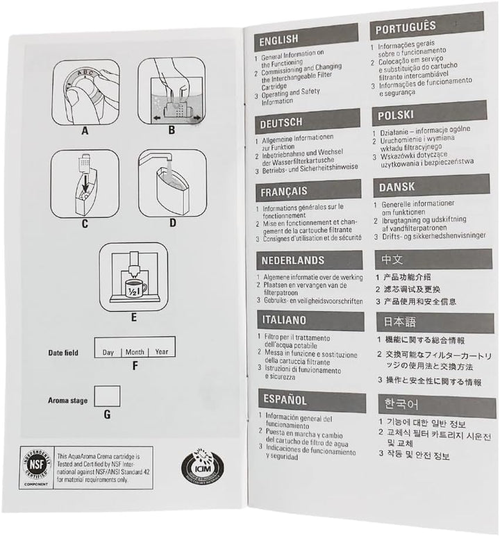 ECM Aroma-C Wasserfilter 2 Brita Saugkartuschen inkl. einem Kalk Teststreifen