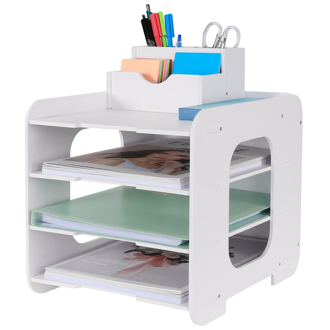 Schreibtisch-Organizer, Briefablage, Dokumentenhalter, A4-Papierablage, für Zuhause, Büro, Schule, 4