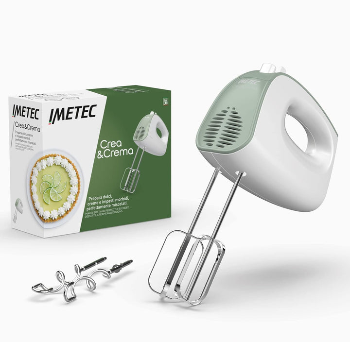 Imetec Crea & Crema Handrührer extra lange Schneebesen für süsse Teige und Schlagsahne, Knethaken au