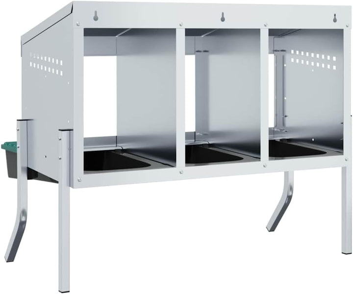 Hühner-Nistkasten mit 4 Fächern aus verzinktem Stahl, höhenverstellbare Beine, wetterfest, für Geflü