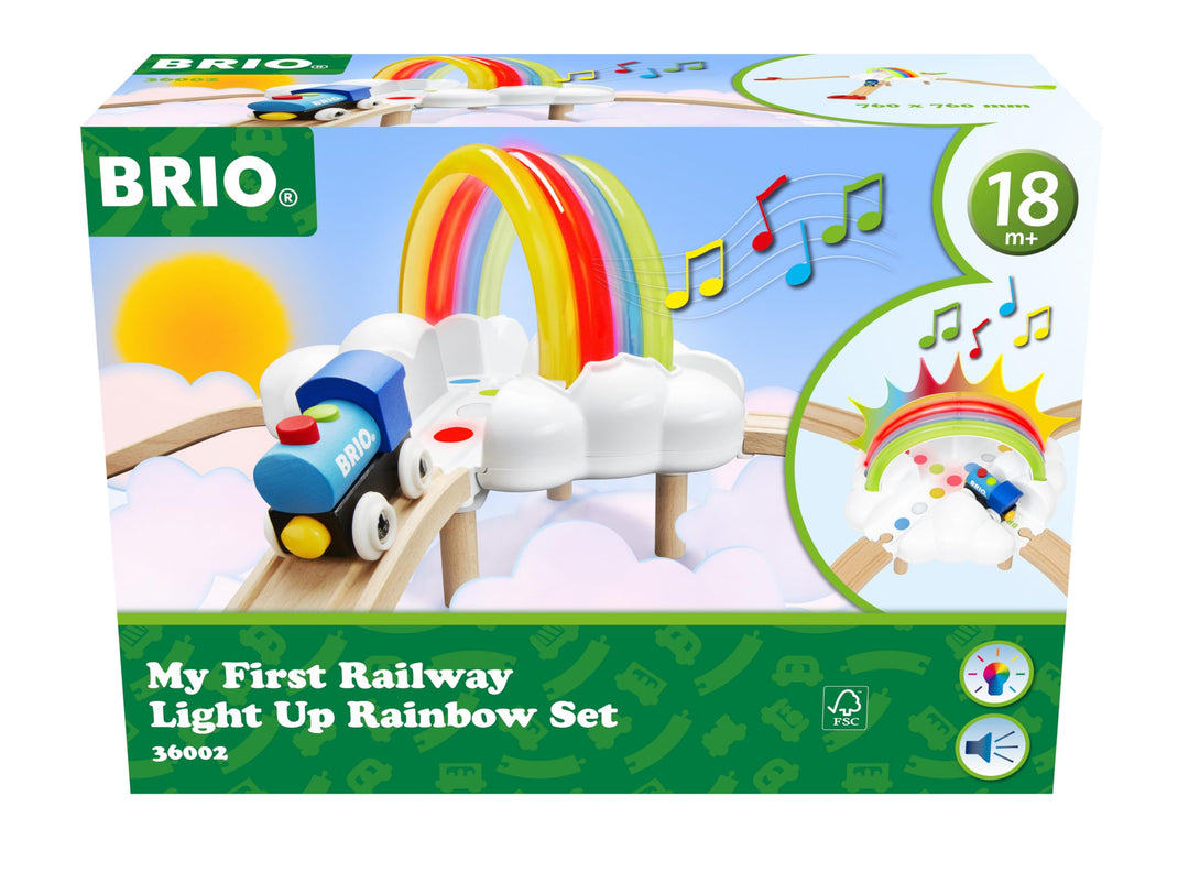 BRIO 36002 Mein erstes Bahn Regenbogen Set - Aufregendes Eisenbahn-Spiel mit kindgerechten Licht- un