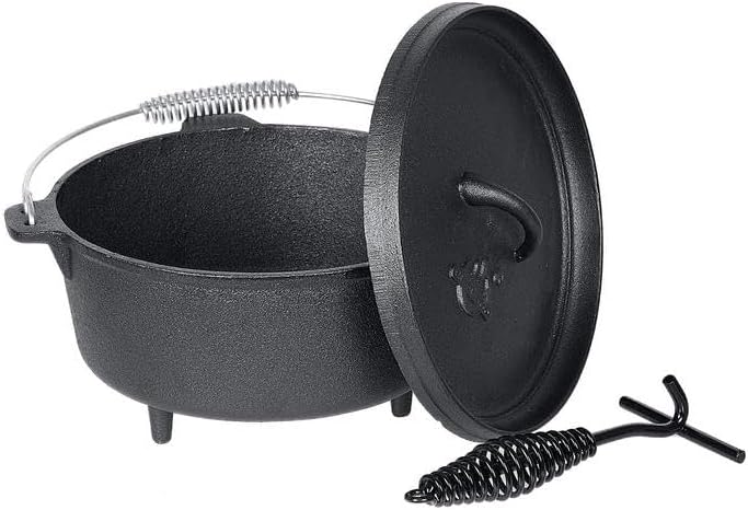 ESTEXO Dutch Oven Feuertopf Set Gusseisen Topf Schmortopf BBQ Grillen Bräter 3,60 L