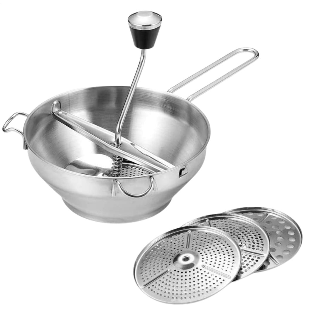 Lebensmittelmühle für Apfelmus Lebensmittelmühle mit Kurbel,Ergonomische 3 Frässcheiben Edelstahl,Ma