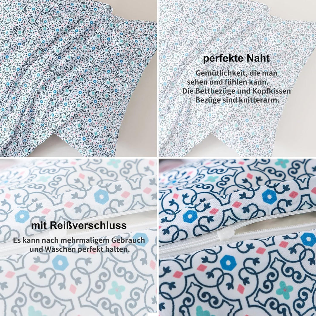 HENGWEI Blau Bettwäsche 135x200 2teilig Set Extraweiches Warm Bettwäsche-Sets für Einzelbett Hochwer