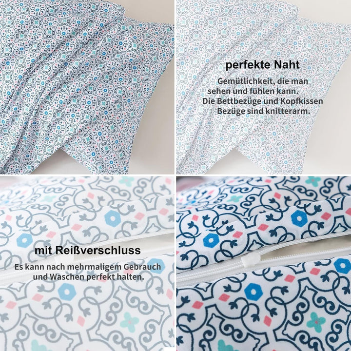 HENGWEI Blau Bettwäsche 135x200 2teilig Set Extraweiches Warm Bettwäsche-Sets für Einzelbett Hochwer