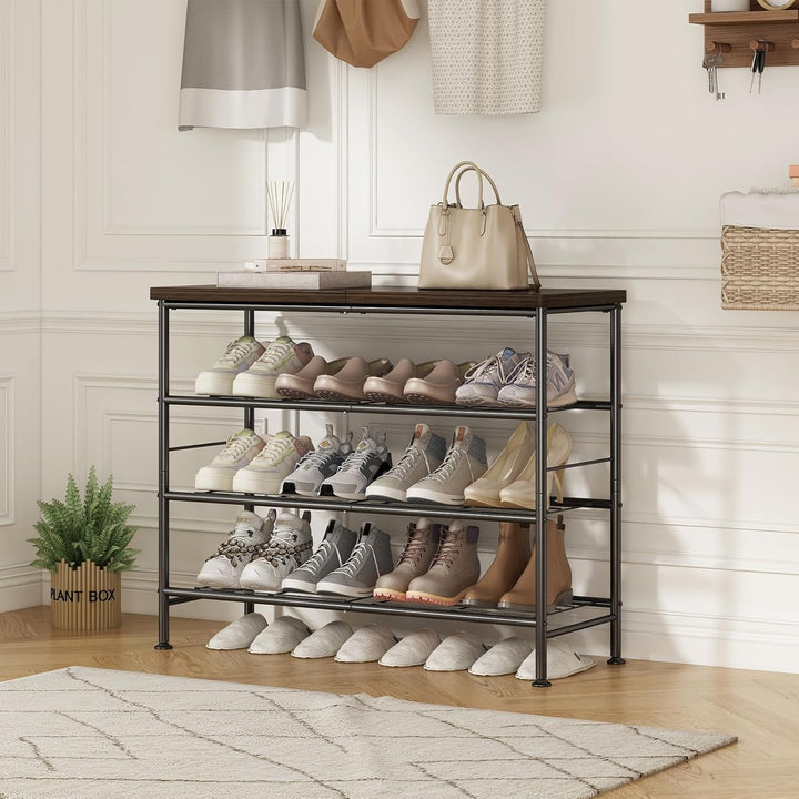 Schuhregal mit 4 Ebenen,Schuhregale aus Hochleistungsmetall mit MDF-Platte,Geeignet für Eingänge,Sch