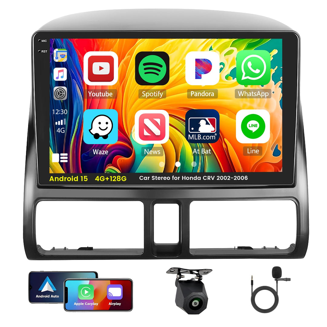 [4G+128G] Inefala Android 15 Autoradio für Honda CRV 2002-2006 mit Wireless Carplay Android, 9 Zoll