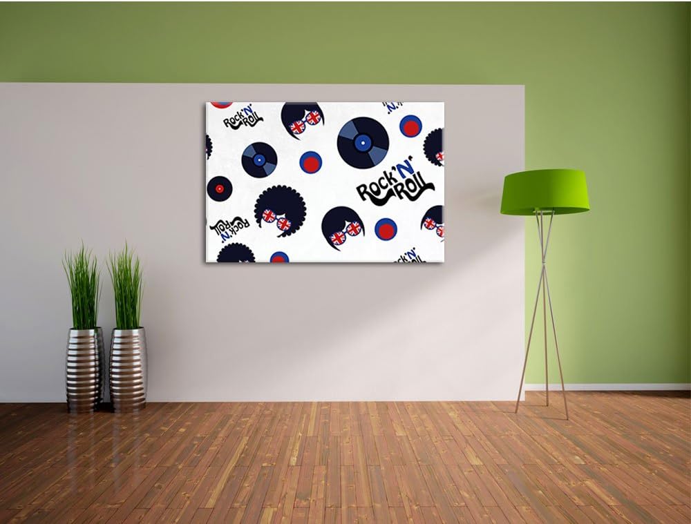 Pixxprint Rock 'n' roll Collage als Leinwandbild/Grösse: 100x70 cm/Wandbild/Kunstdruck/fertig bespan