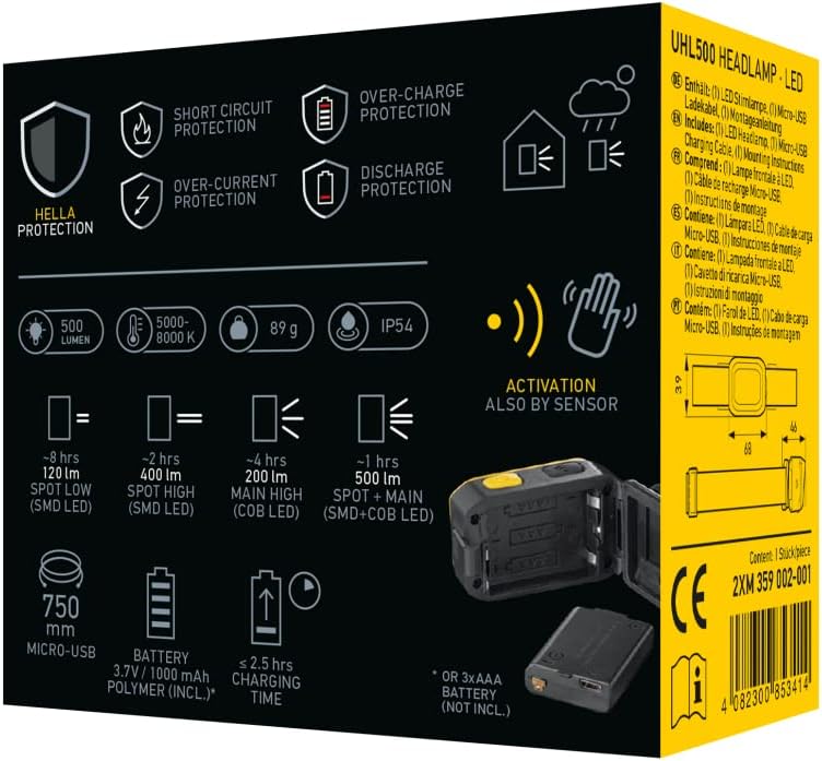 HELLA - LED-Handleuchte UHL500 - mit Magnet - 2XM 359 002-001 USB-Stirnlampe, USB-Stirnlampe