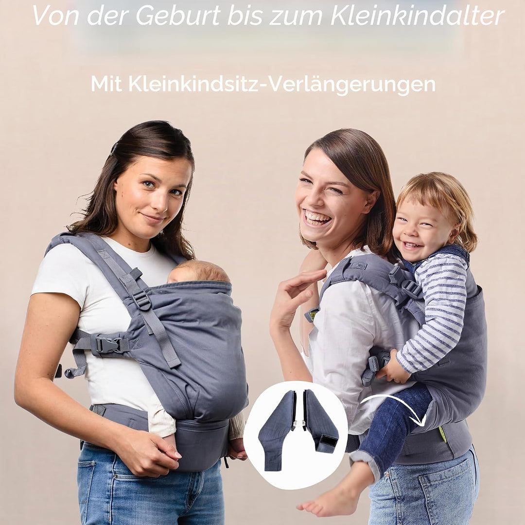 Boba X Babytrage Neugeborene ab Geburt - 2 Tragepositionen Mit Blick zum Baby und als Rucksack Kinde