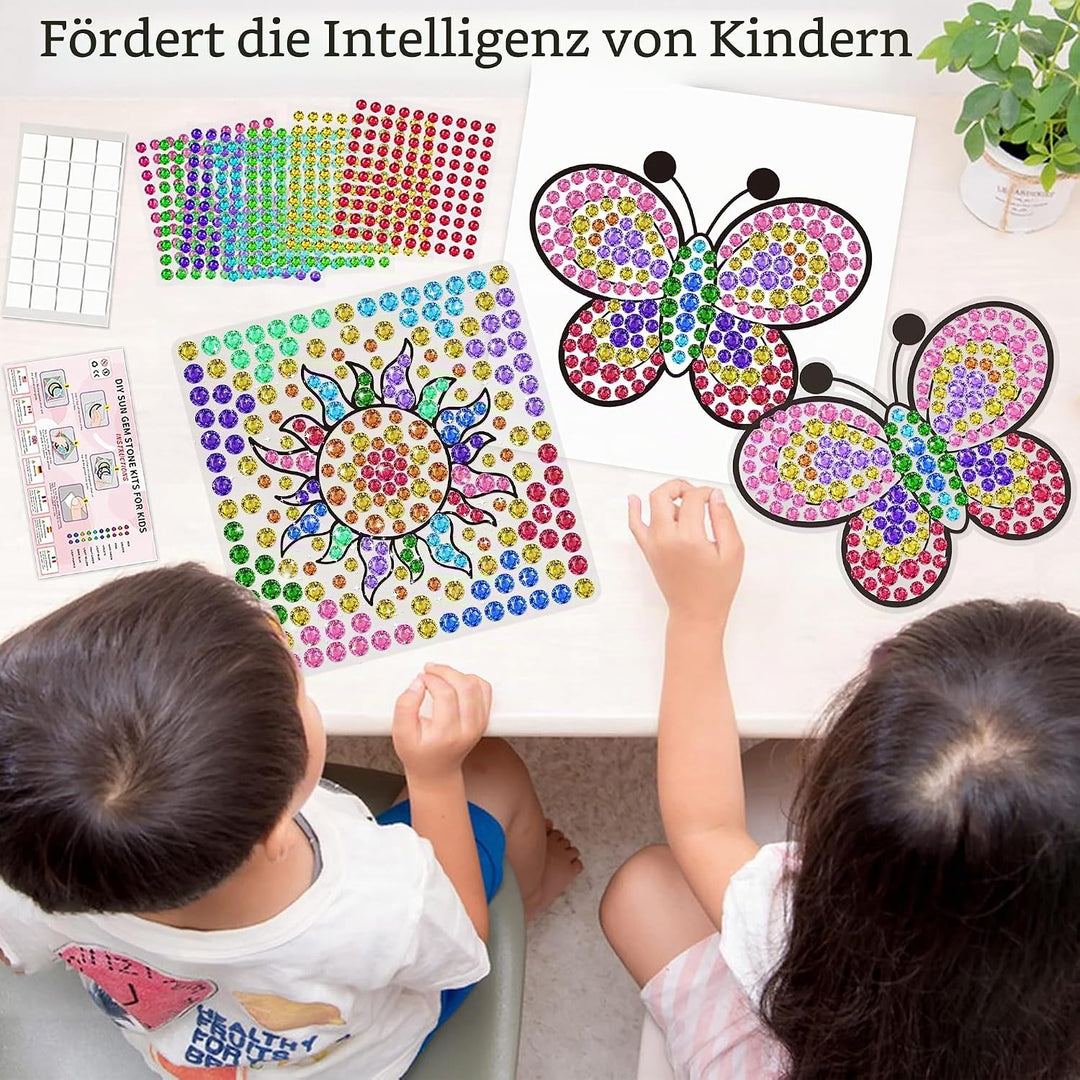 6 Stück Sonnenfänger Kits für Kinder Alter 6 7 8 9 10,DIY Diamant Malerei Kit Schmetterling Sonnenbl