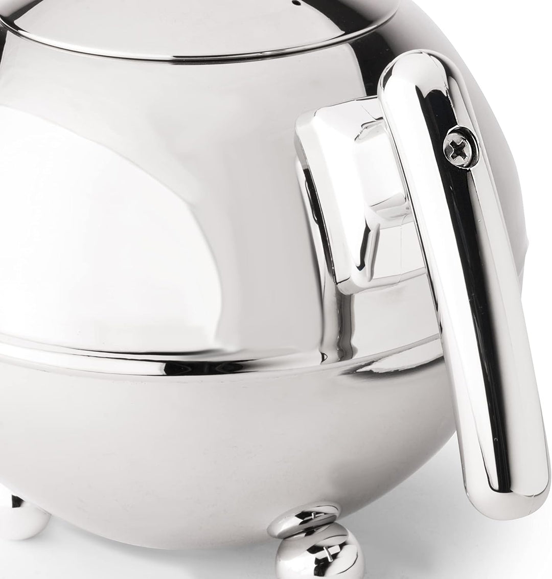 Bredemeijer bauchige runde doppelwandige Edelstahl Teekanne 1.5 Liter mit chromfarbenen Griff 1,5 l,