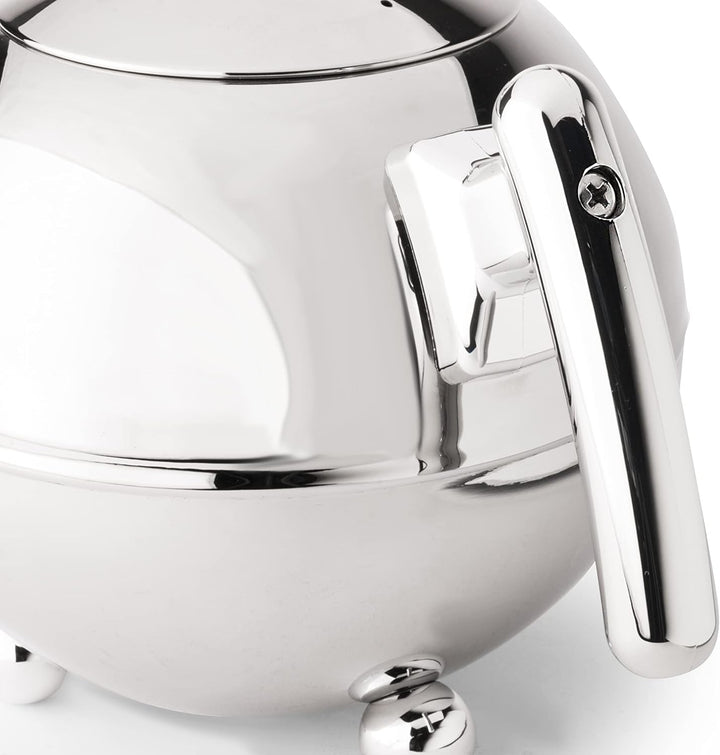 Bredemeijer bauchige runde doppelwandige Edelstahl Teekanne 1.5 Liter mit chromfarbenen Griff 1,5 l,
