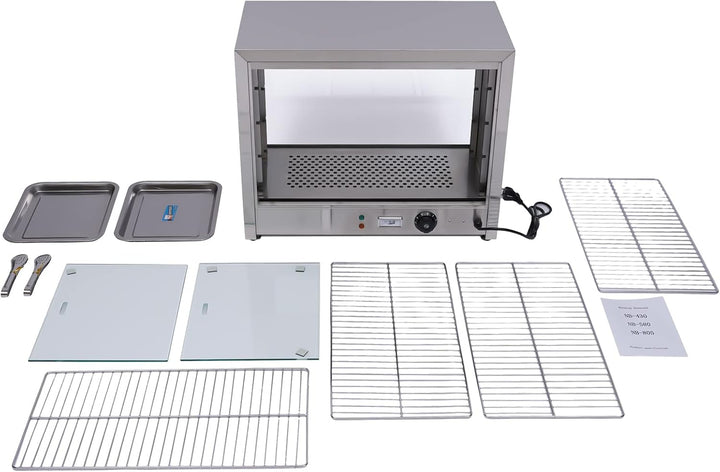 800W 220V Wärmeschrank Speisenwärmer, 4 Etagen Heisse Theke Warmhaltevitrine Aufsatzvitrine, Edelsta