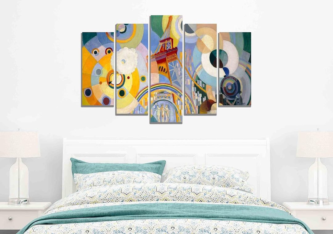 Robert Delaunay Kunstdruck auf Leinwand, Luft, Eisen und Wasser, 5-teilig, 112 x 61 cm 112cm x 61cm
