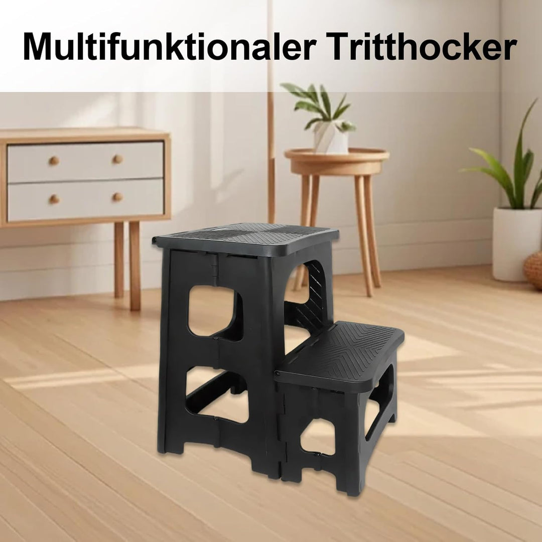2 Stufen Tritthocker Klappbar Klapphocker mit Tragegriff Rutschfester Trittschemel Fusshocker Tragba