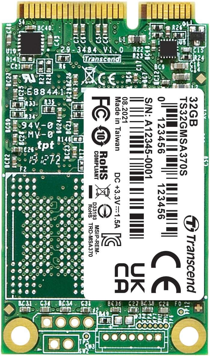 Transcend 32GB SATA III 6Gb/s MSA370S mSATA SSD 370S SSD TS32GMSA370S MLC 32GB, MLC 32GB