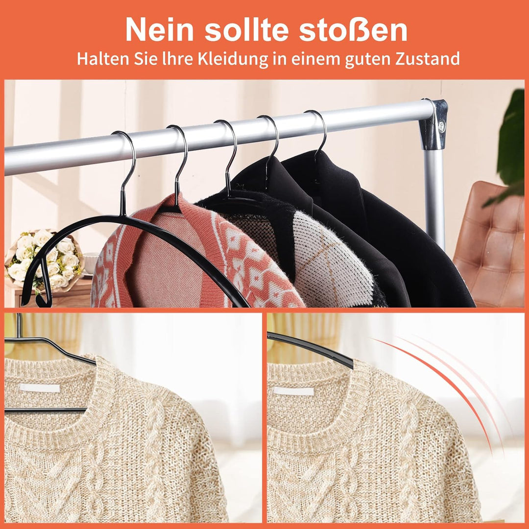EXTRAPINS 10 Stück Kleiderbügel, 42cm Metall Kleiderbügel, Schwarz | Rutschfeste gummierte Kleiderbü