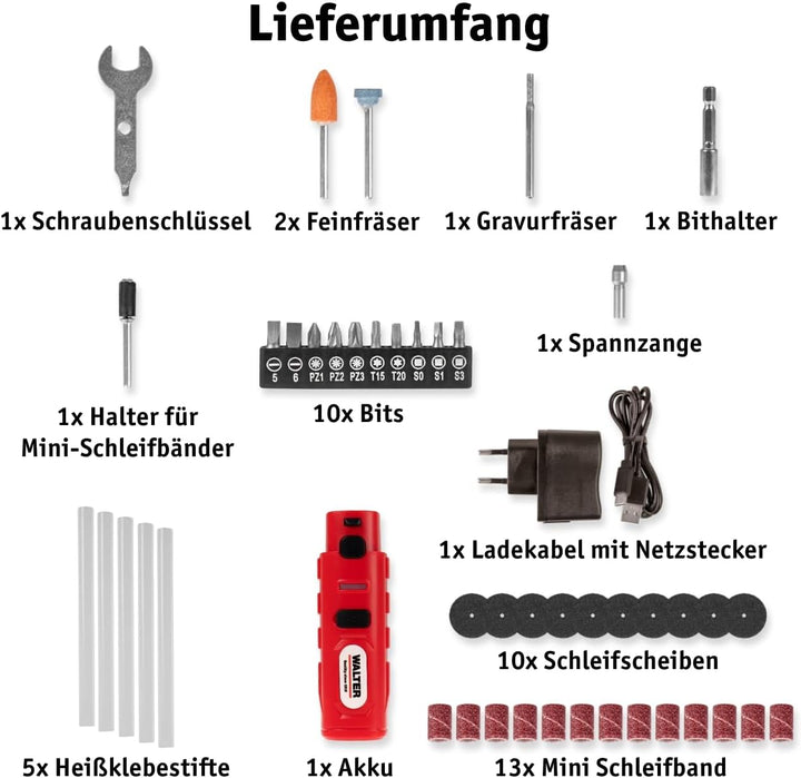 WALTER 3-in-1 Akku-Multitool, USB Typ C Aufladung