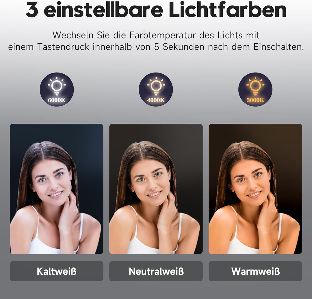 Elegant Badspiegel mit Beleuchtung Lichtspiegel LED Spiegel 80 x 50 cm kaltweiss IP44 Badezimmer Wan