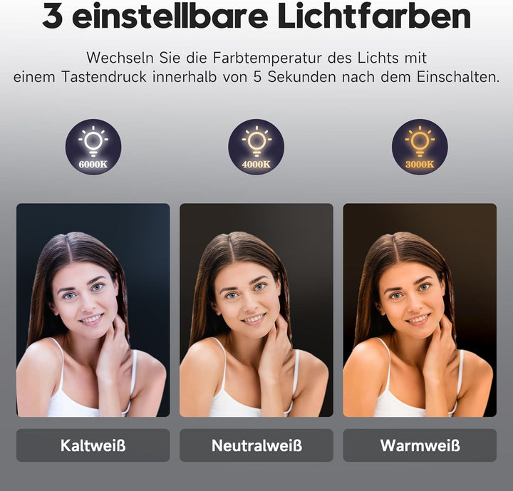 Elegant Badspiegel mit Beleuchtung Lichtspiegel LED Spiegel 80 x 50 cm kaltweiss IP44 Badezimmer Wan