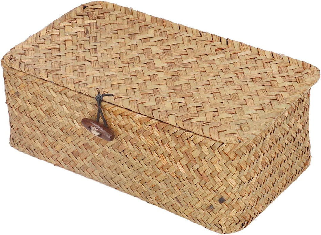 Aufbewahrungskorb aus Natürlichem Seegras, Gewebt, Rechteckig, Regal, Korb, Schreibtisch-Organizer m