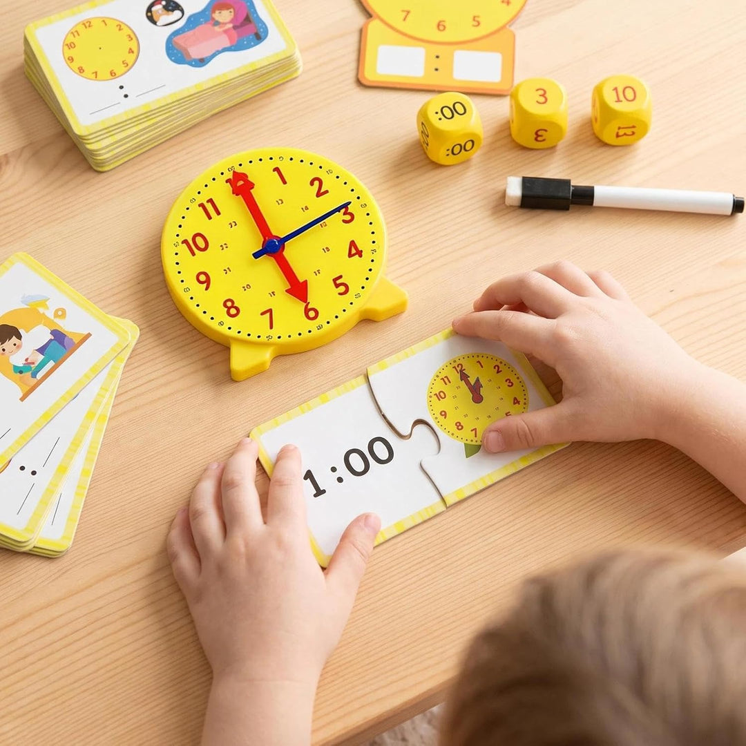 Lernuhr Kinder mit Abwischbare Schreibtafel und Kugelschreiber, B