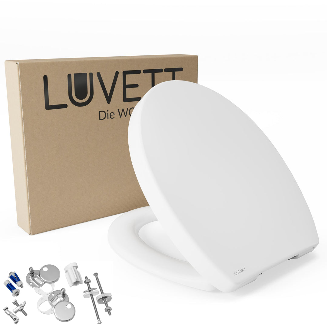 LUVETT® WC-Sitz inkl. 3 Edelstahl Montagelösungen & Absenkautomatik Softclose, Made in EU, antibakte