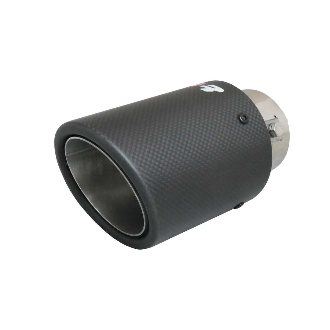 Simoni Racing Auspuffblende Rund/Schräg Matt-Karbon+Edelstahl - Ø89xL155mm - Anschluss 36-60mm