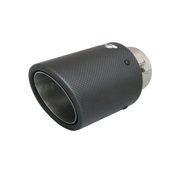 Simoni Racing Auspuffblende Rund/Schräg Matt-Karbon+Edelstahl - Ø89xL155mm - Anschluss 36-60mm